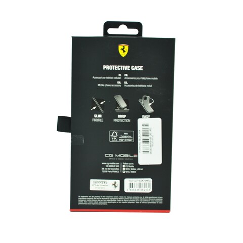 Ferrari Leather Case With Embossed Stripes Yellow Shield Logo For Iphone 14 Pro Max Camel