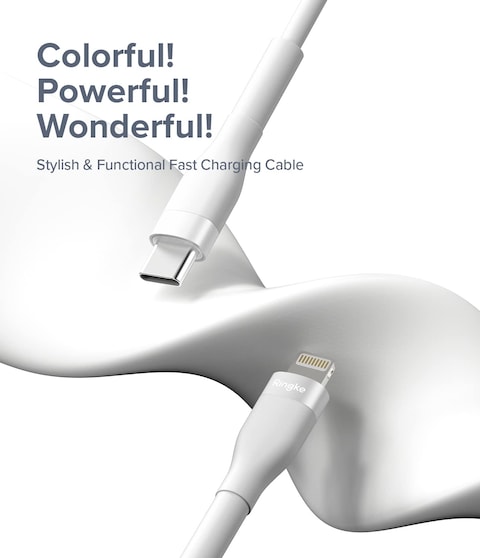 Ringke - Fast Charging Pastel Cable - USB Type - C to Lightning - White (2m)