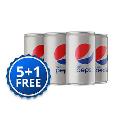 DIET PEPSI CANS 185ML 5+1 FREE