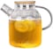 Glass Water Pitcher with Bamboo Lid,Borosilicate Glass Teapot for Hot/Cold Water，Glass Water Kettle Drinkware Jugs Carafes for Tea Tea Coffee Juice，Stovetop & Fridge Safe (1600ml/56 oz)