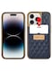 ONEGIF Design iPhone 14 Pro Max Case Premium Leather Case Cover with Card Slot Holder Dark Blue