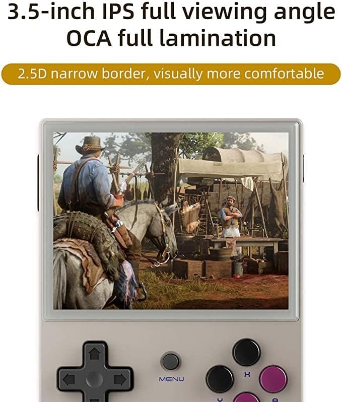 ANBERNIC RG35XX Handheld Game Console with 5000 Games, 3.5inch IPS OCA Screen Linux System Chip Cortex-A9 Portable Handheld Nostalgic Arcade Retro Game Machine, 64g, 2100mAh (Rg35xx Gray)