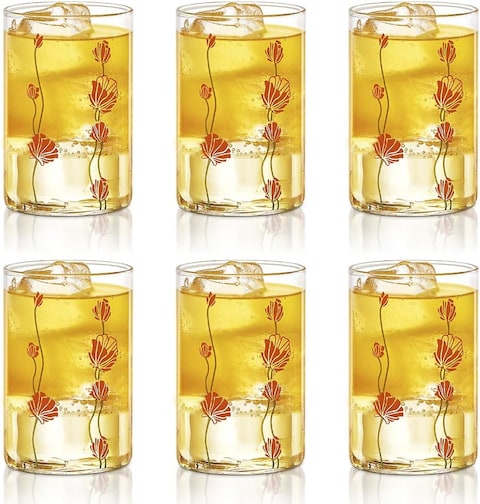 Borosil Vision D&#39;Signer Glass Set Of 6- Microwavable, Medium, White