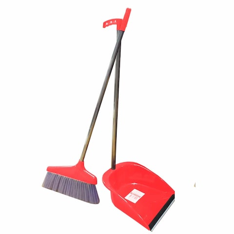 Buy Long Handle Dustpan With Broom Multicolour in UAE