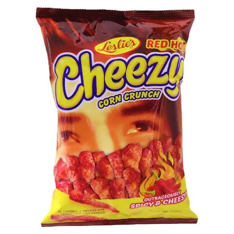 Leslie&#39;s Red Hot Cheezy Corn Crunch Outrageously Spicy And Cheesy 150g