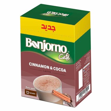 Bonjorno Cafe Cinnamon And Cocoa Latte - 18 grams - 12 Sachets