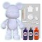 COOL BEAR COIN PIGGY BANK FIGURE (9 inch - 23 cm) ACRYLIC DRIP POUR PAINT COMPLETE KIT, Colors: Dark-Purple, Black, Orange. Acrylic Rich Pigments Fluid Flow Paint, Arts and Crafts.