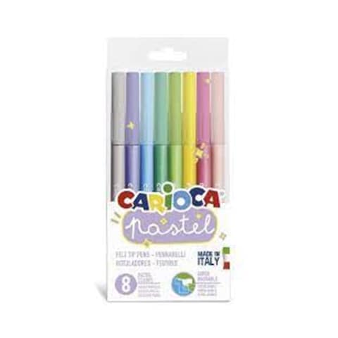Carioca Pastel Tip Pens Pastic Box 8 Colors