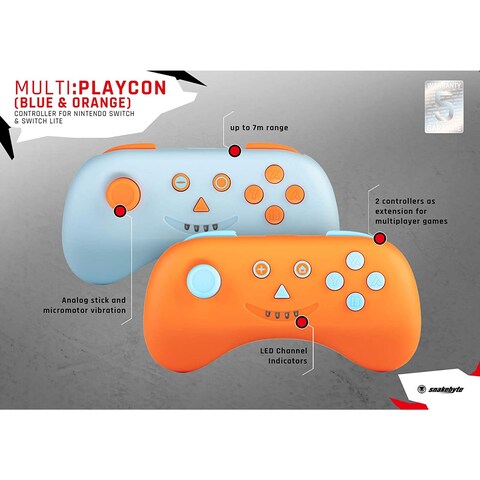 Snakbyte Multi:Playcon Controller For Nintendo Switch Multicolour Set of 2