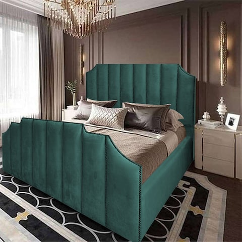 إن هاوس تاج هيكل سرير منجد بالمخمل - نفر - 200×100 سم - تركواز