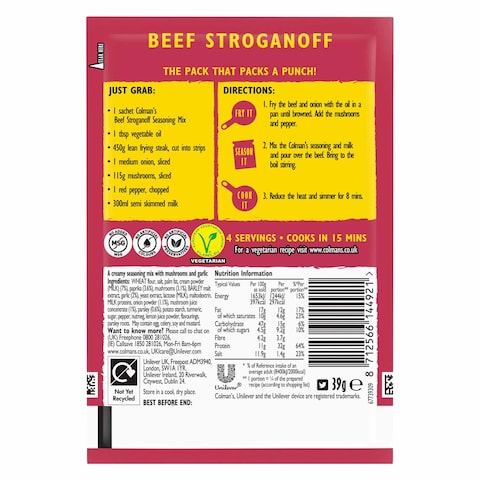 Colman&#39;s Beef Stroganoff Mix Spice 39g