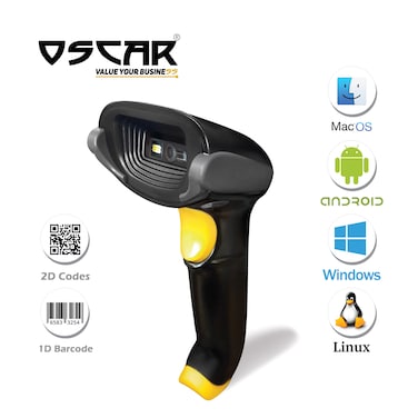 OSCAR UniBar II 1D QR 2D Barcode Scanner Reader  Automatic Area Imager  USB &amp; Virual COM  Wired With Stand  Scans QR Code from Mobile Phone  Android IOS MacOS Windows  Super Highspeed