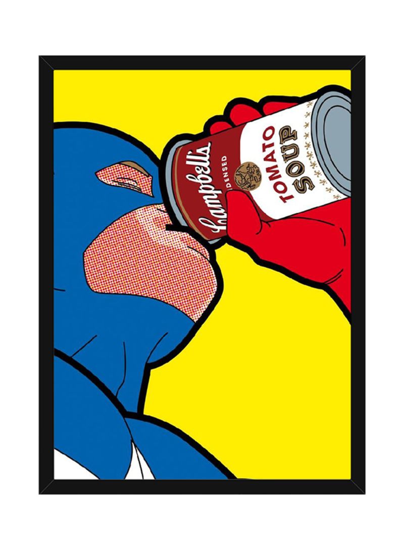 Spoil Your Wall Super Hero Pop Art Wall Poster With Frame Blue/Yellow/Red 40x55cm