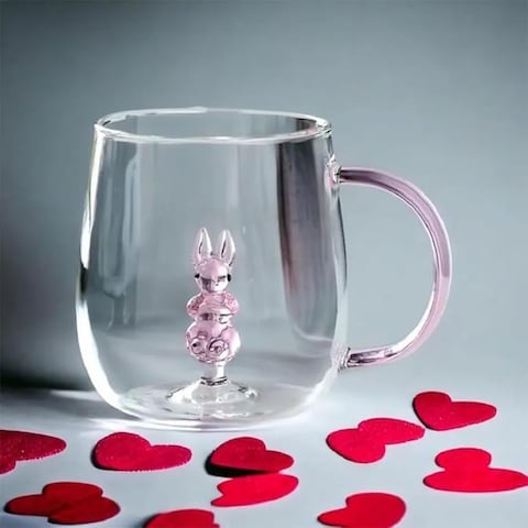 1CHASE&reg; Borosilicate Three-Dimensional Coffee Cup with Handle 300 ML (Rabbit)