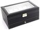 Generic Plate Glass Windows Watch Jewelry Ring Storage Box Organizer Double Layer Multifunction Box - Black