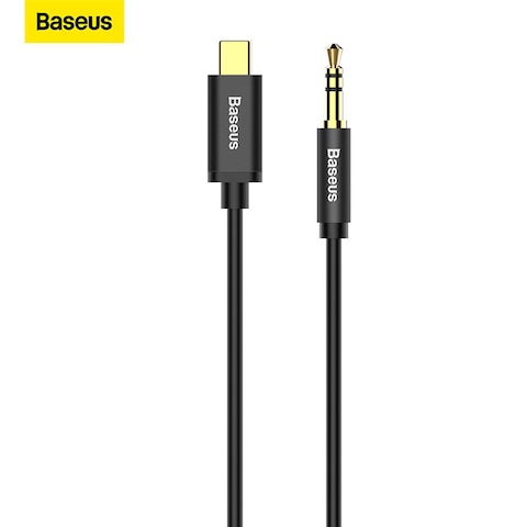 Baseus Audio Aux Jack Cable 3.93ft USB Type C To 3.5mm Headphone Stereo Cord Car Compatible With iPad Pro 2018 Google Pixel 2 3 XL Samsung Galaxy S21 S20 Ultra Note 20 10 Plus Black