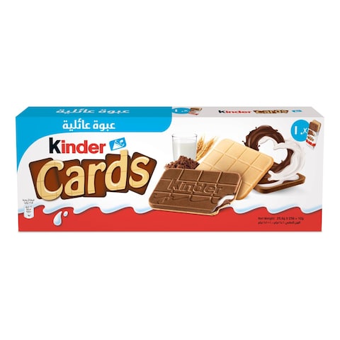 Kinder Cards Wafer Biscuits with Creamy Milk &amp; Cocoa Filling Pack of 10 20 Biscuits 256g