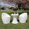 Ex Furniture Set 3 Piece Balcony Bird'S Nest Rattan Chairs Cushion Glass Coffee Table Indoor/Outdoor Garden (White)