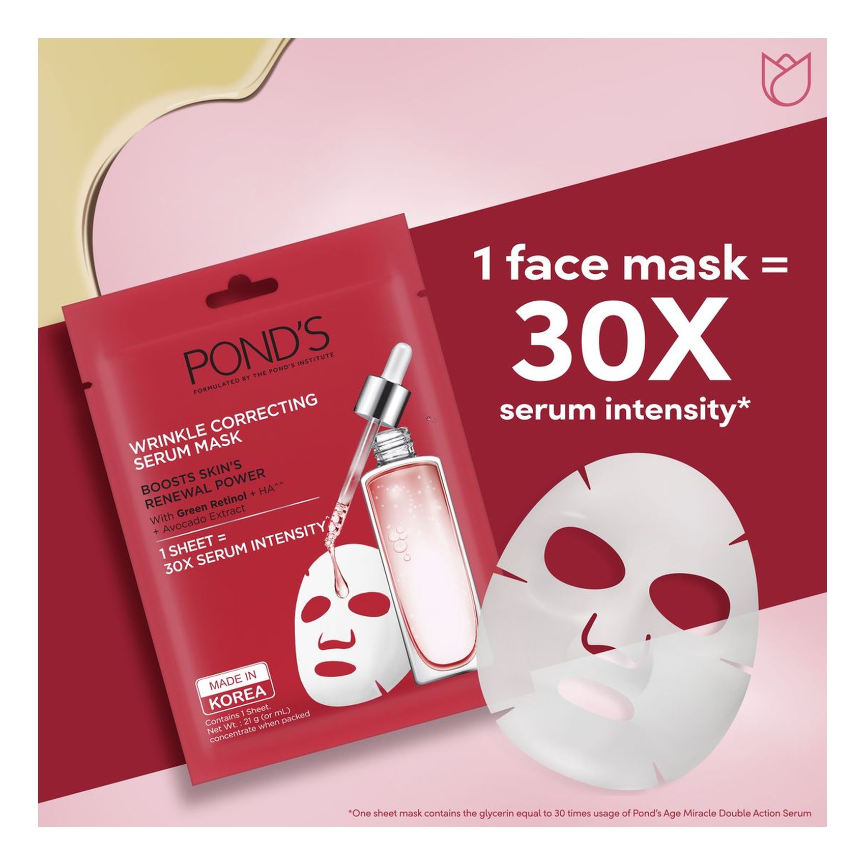 Pond&#39;s Face Mask Wrinkle Correct Mask Serum Pink 21ml