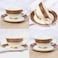 XIANGYU Dinner Set Porcelain Gold, 115pcs tea set; 10'5 flat plate- (12) , 8' soup plate- (12) 8' flat plate- (12), 7'5 flat plate- (12) 6' salad bowl- (12), 'tea pot (1set)- (2) Tea cup/Saucer(12set)