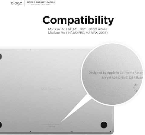 Elago Slim Hard Case Compatible With Macbook Pro 14 Inch M2 Pro / M2 Max (2023) / M1 Pro / M1 Max (2021) Cover Ultra Slim, Full Protection, Access To All Features - Dark Gray