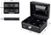 Rubik Small Cash Box Steel Register With Tray And Lock Durable Portable Money Box Safe For Bills Jewelry Receipts Coins (15x12x7.5cm) Black