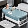 Luxury Foldable Bathtub,Portable Soaking Bath Tub for Adult ,with Lid Thermostatic Foot Massage Family Bathroom SPA Tub for Toddler Blue