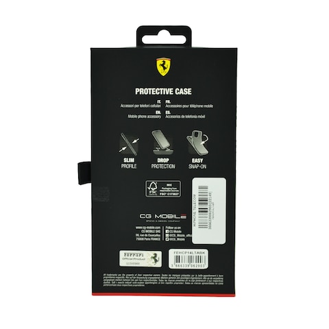 Ferrari Hc Pu Carbon Effect Case With Italian Flag Line For Iphone 14 Pro Black