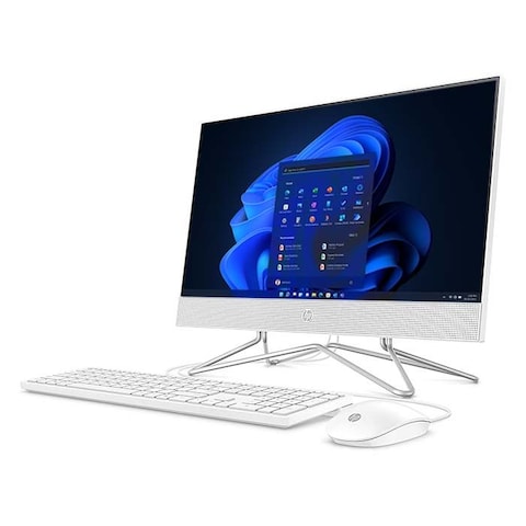 HP All-in-One 200 G4 AIO, 12th Gen i3-1215U, 4GB RAM, 1TB HDD, DVD-RW, 21.5&quot; FHD Screen, Snow White, English Keyboard, DOS, With Keyboard And Mouse