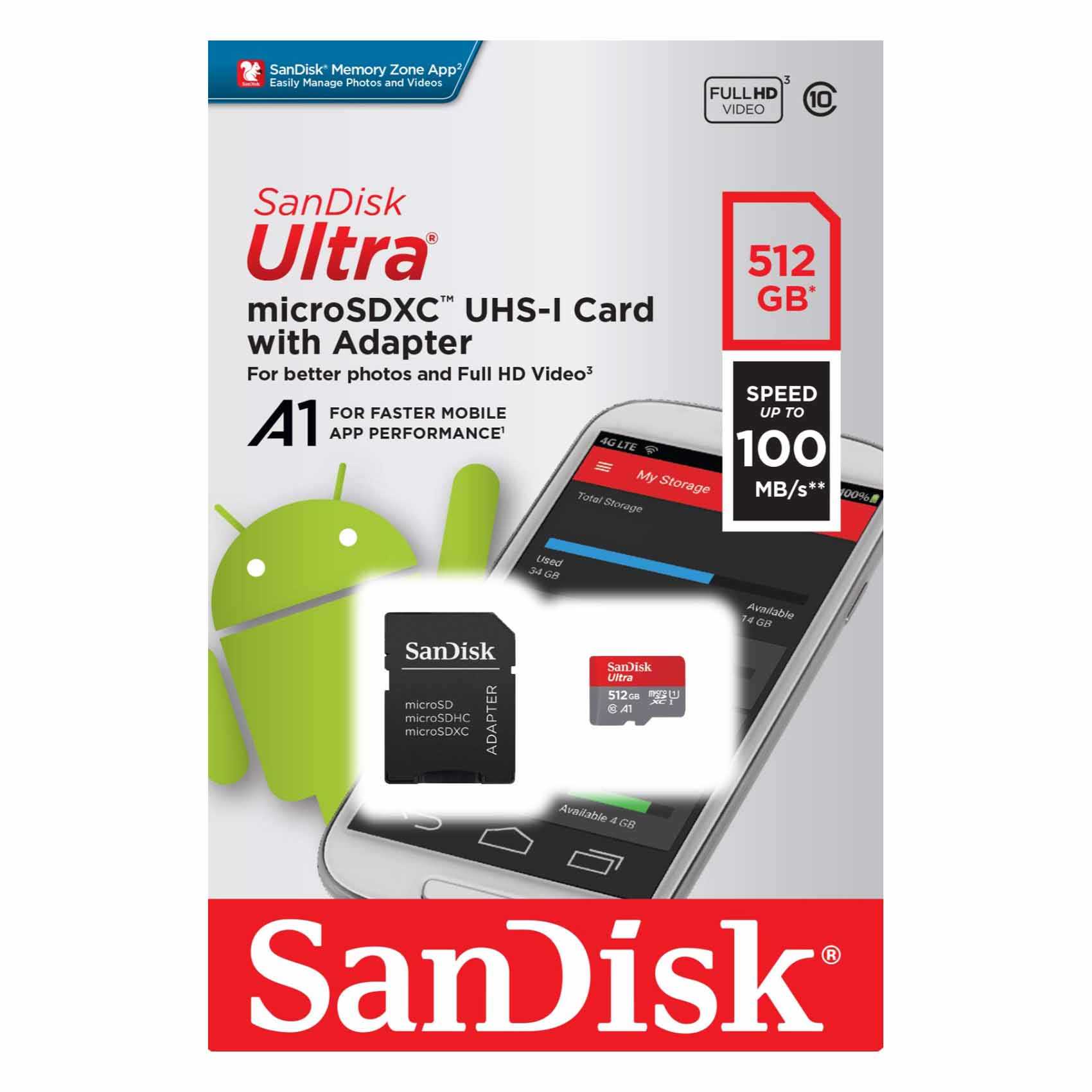 サンディスク SDSQUA4-128G-GN6MN 海外パッケージ品 SanDisk microSDXC 512GB ULTRA UHS-I card SDアダプタなし SDSQUA4