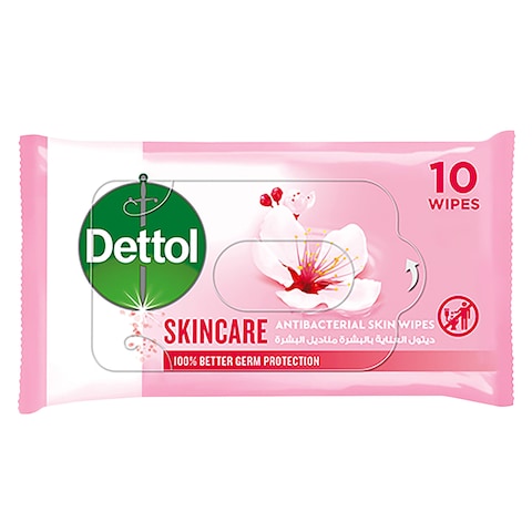 Buy Dettol Skincare Antibacterial Skin Wipes , Pack of 10 Water Wipes in Saudi Arabia