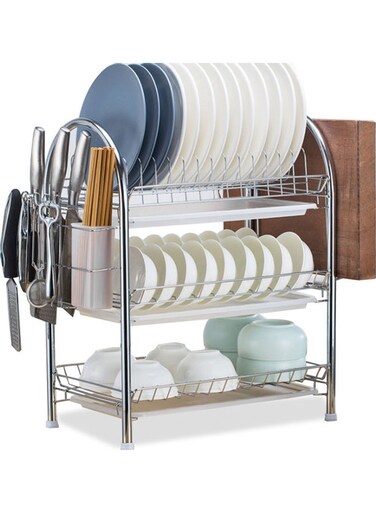 Buy Generic 3-Tier Dish Drying Rack Silver Online | Carrefour KSA