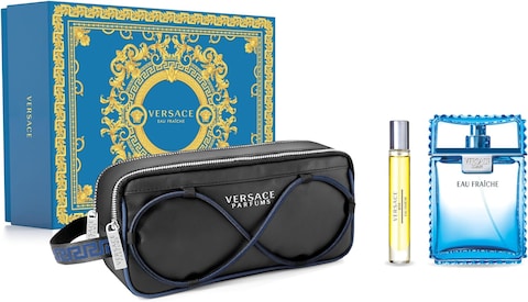 Versace Eau Fraiche Natural Eau De Toilette Spray With Cosmetic Bag - 3 Pieces Gift Set