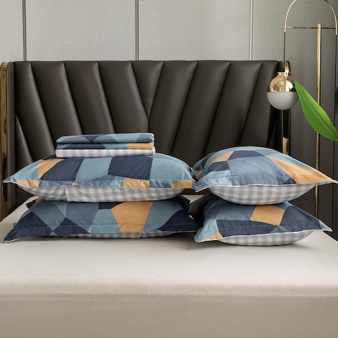 6-Piece Double Size Duvet Cover Set 1 Duvet Cover + 1 Flat Sheet + 4 Pillow Cases Microfibre Hoki