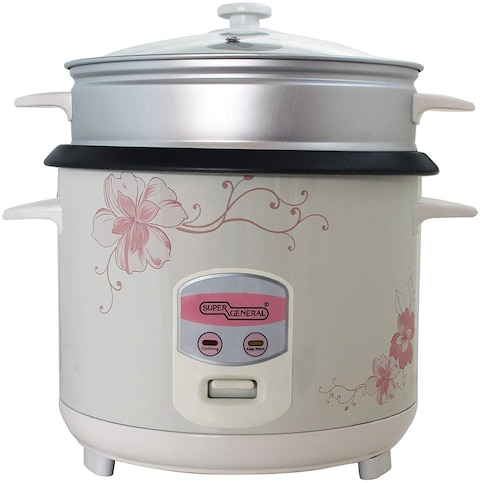 Super General Electric Rice Cooker, White, &lrm;SGRC 30W