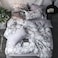 LUNA HOME Single size 4 pieces Bedding Set without filler, Marble Design Grey Color
