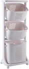 Generic U-Hoome Laundry Basket With Wheel Rolling Laundry Sorter 3-Tier Basket Stand With 6 Side Hooks For Kitchen Bathroom Trolley Dirty Clothes Bag Washing Bin School
