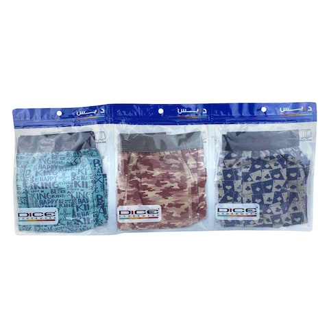 Dice Dm201 Printed Boxer For Men Xl 3 Pieces