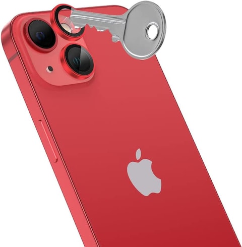 Amazing Thing iPhone 14 and iPhone 14 PLUS Camera Lens Protector Supreme Tempered Glass Aluminum AR Lens Defender - Red