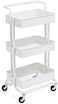 Rubik 3-Tier Rolling Storage Cart With Utility Handle And Wheels For Living Room, Kitchen - White