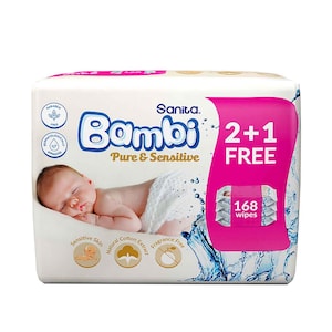 Sanita Bambi Wet Wipes Pure & Sensitive 168 Pieces