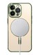 MagSafe Case Magnetic Clear Soft TPU Plating Case Wireless Charging Compatible Shockproof Camera Lens Protection For Apple iPhone 14 Pro Olive Green