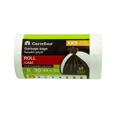 Carrefour 5 Gallon Oxo Bio-Degradable XXS White 30 Garbage Bags