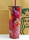 Starbucks Tumbler Cold Cup Stainless Steel Autumn Abstract Ruby - 16oz (473ml)