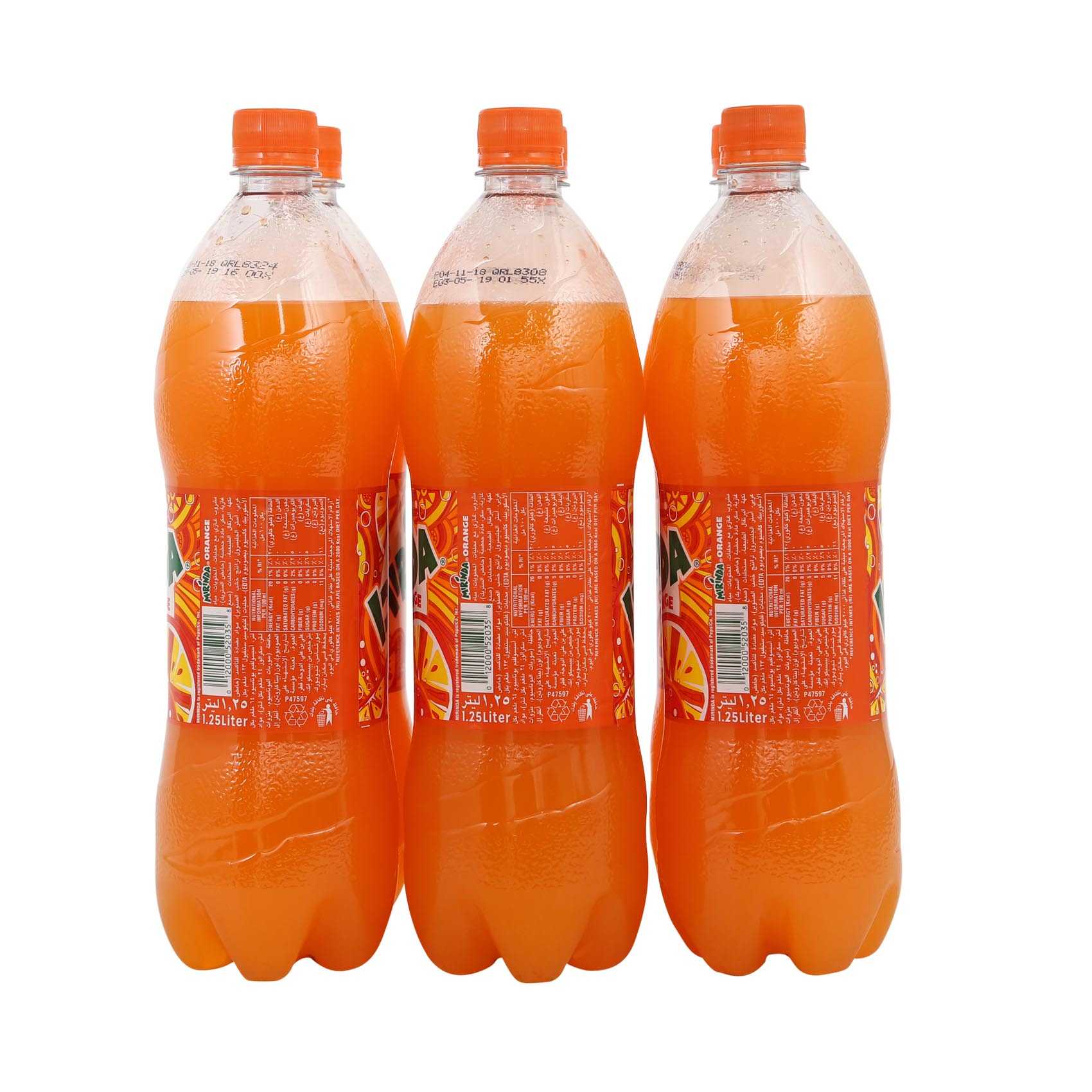 Mirinda Orange Soft Drink Bottle 1.25Lx6