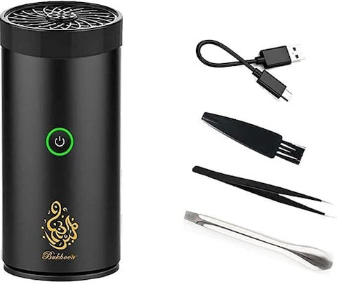 Generic Car Bukhoor USB Type-C Power Bakhoor Rechargeable Electric Mini Portable Incense Burner Black