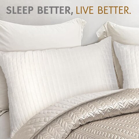 Hotel Linen Klub Deyarco Glofresh Anti Microbial Quilted Pillow 1 PC - 160TC 100% Cotton - White Size: 50 x 75cm - 700 grams Soft Fiber Filling