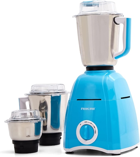 Nikai 900W Blender With 3 Jars, 1.5L Liquid Jar, 400ml Dry/Wet Jar, And 1L Dry/Wet Grinding Jar, Stainless Steel Blades And 3 Speed Settings, NB694A, Blue (6 Months Warranty)