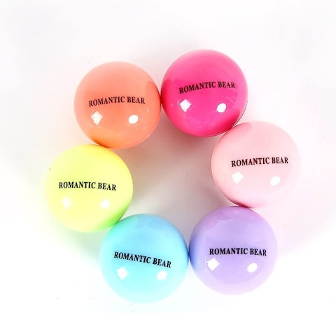 6Pcs Romantic Bear Ball Lip Balm Makeup Baby Lips Moist Balm Cute Fruity Flavor Libalm Natural Plant Nutritious Lips Care