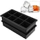 8-Square Ice Cube Mould Black
